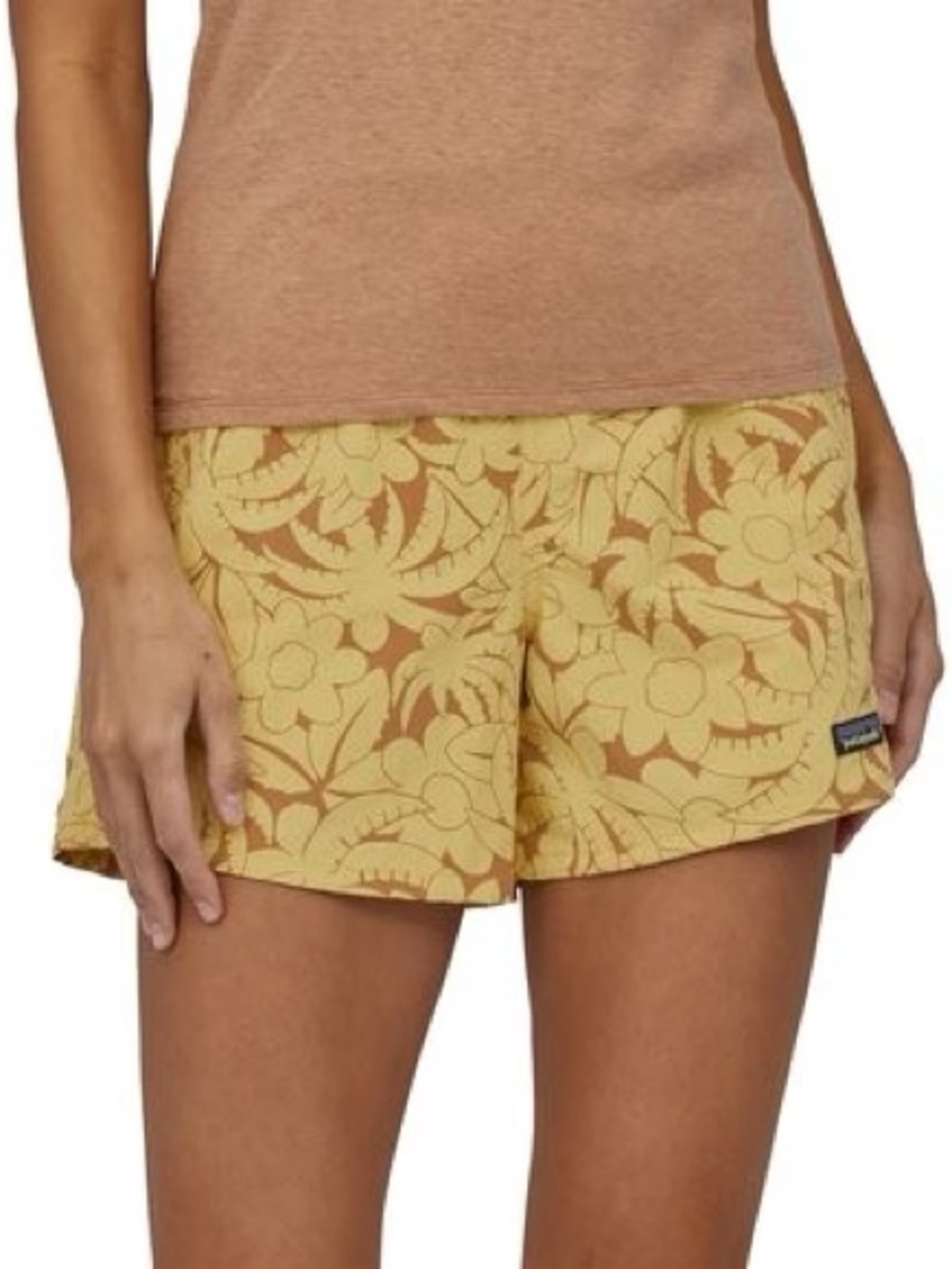 Patagonia Yellow Floral Athletic Baggies Shorts